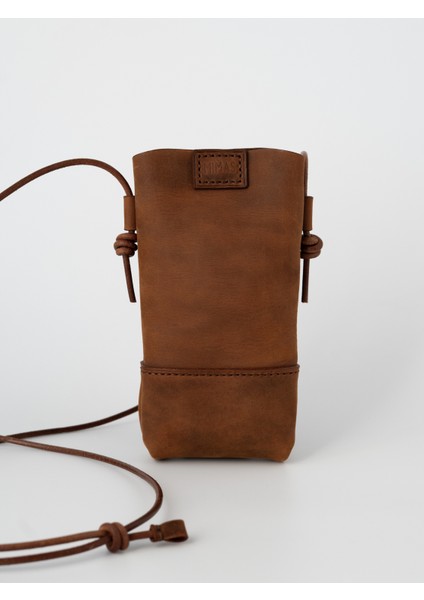 Gaia Plus Hakiki Deri Telefon Çantası Kahverengi Taba