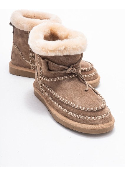 Jorel Kum Süet Hakiki Deri Dikişli Kürklü Kadın Bot