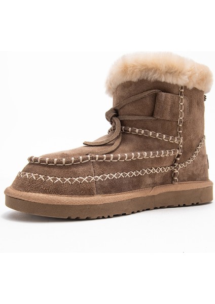 Jorel Kum Süet Hakiki Deri Dikişli Kürklü Kadın Bot fırsatları