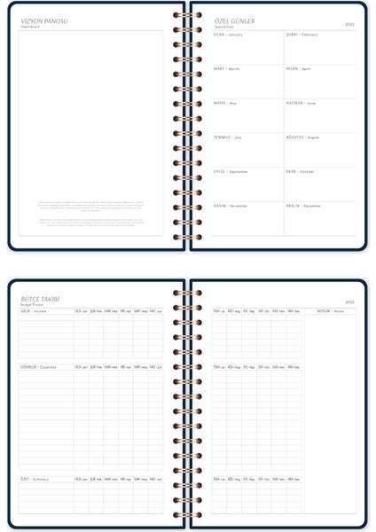 2026 A5 Spiralli Haftalık Ajanda 12 Aylık - Galaksi indirimleri