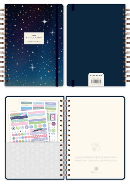 2026 A5 Spiralli Haftalık Ajanda 12 Aylık - Galaksi