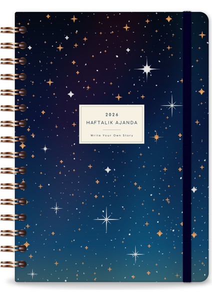 2026 A5 Spiralli Haftalık Ajanda 12 Aylık - Galaksi