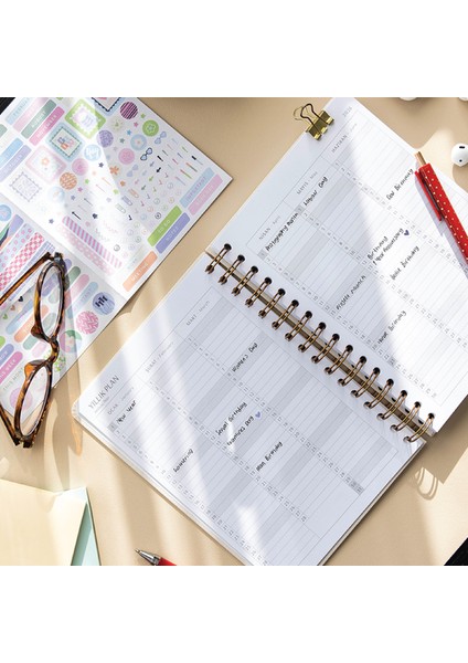 2026 A5 Spiralli Haftalık Ajanda 12 Aylık - Bordo Kalp modelleri