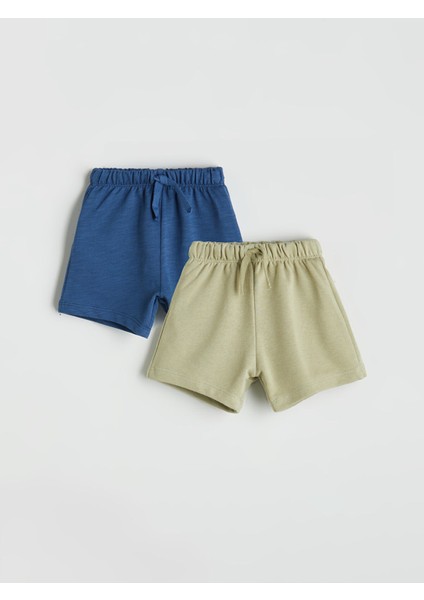 Yeni Sezon Beli Lastikli Basic Erkek Bebek Şort 2'li