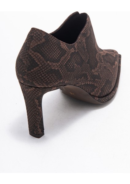 Alya Kahverengi Desenli Lastikli Kadın Bilekte Topuklu Ayakkabı indirimleri