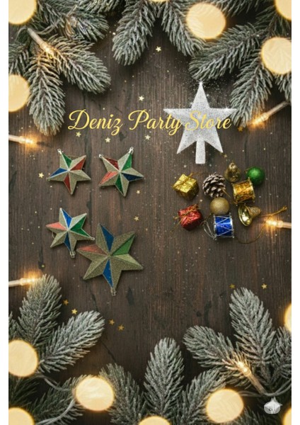 Yılbaşı Beyaz Tepelik 4 Lü Yıldız Kozalaklı Karışık 3 Lü Set Çam Ağacı Süsü