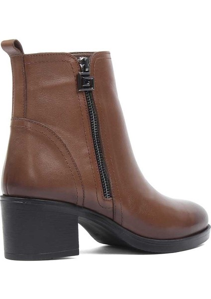 Kadın Ceviz Çift Fermuarlı Deri Bot modelleri