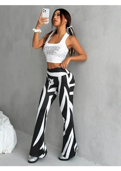 Kadın Yüksek Bel Zebra Desenli Dalgıç Tayt modelleri