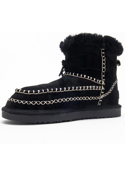 Jorel Siyah Süet Hakiki Deri Dikişli Kürklü Kadın Bot fırsatları
