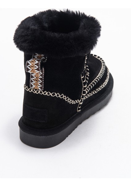 Jorel Siyah Süet Hakiki Deri Dikişli Kürklü Kadın Bot indirimleri