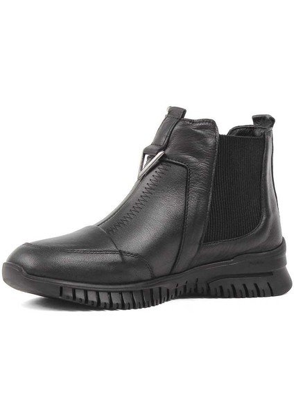Kadın Siyah Kalın Tabanlı Deri Chelsea Bot modelleri