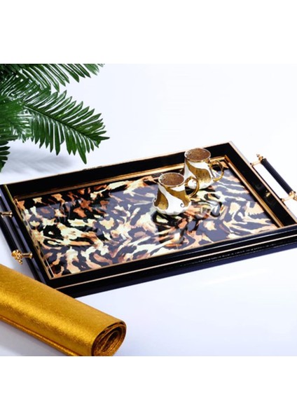 SA-230 Kulplu Lüx Dikdörtgen Tepsi 50 x 31 cm Siyah fiyatları