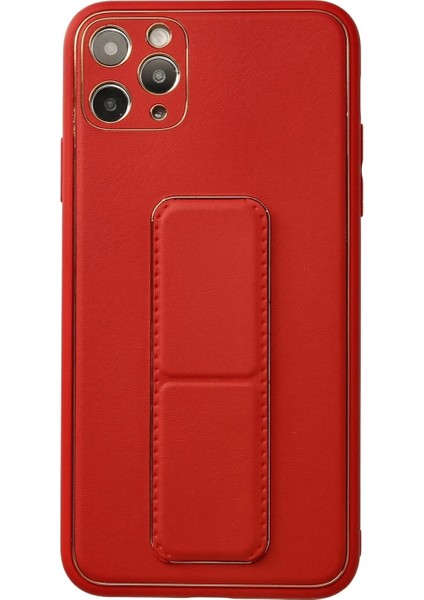 iPhone 11 Pro Max Kılıf Coco Deri Standlı Kapak - Kırmızı