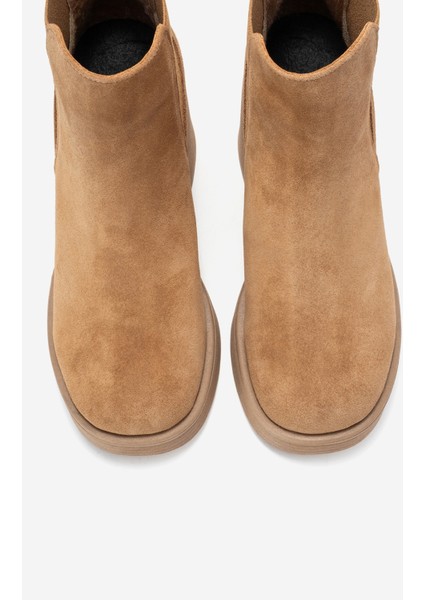 Lysa Taba Süet Lastikli Hakiki Deri Kadın Platform Topuklu Bot fiyatları