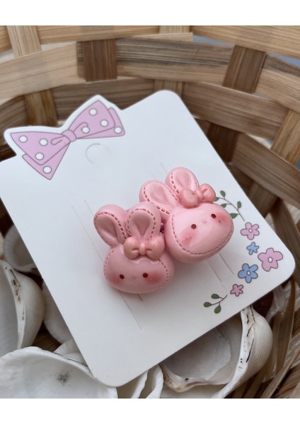 Tavşan Figürlü Kız Çocuk Lastikli Toka