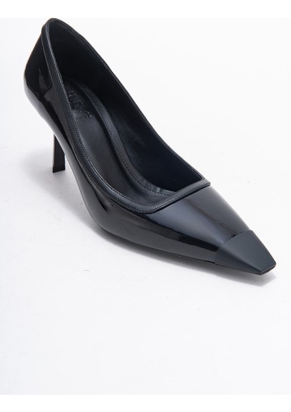 Rona Siyah Rugan Mat Burunlu Kadın Topuklu Ayakkabı modelleri