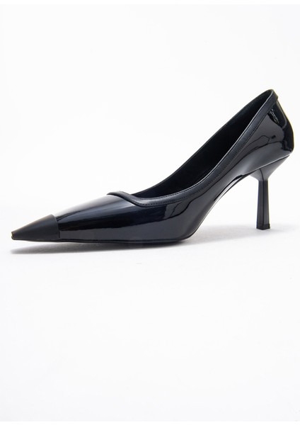 Rona Siyah Rugan Mat Burunlu Kadın Topuklu Ayakkabı fırsatları