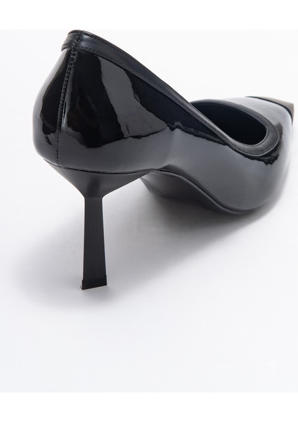 Rona Siyah Rugan Mat Burunlu Kadın Topuklu Ayakkabı indirimleri