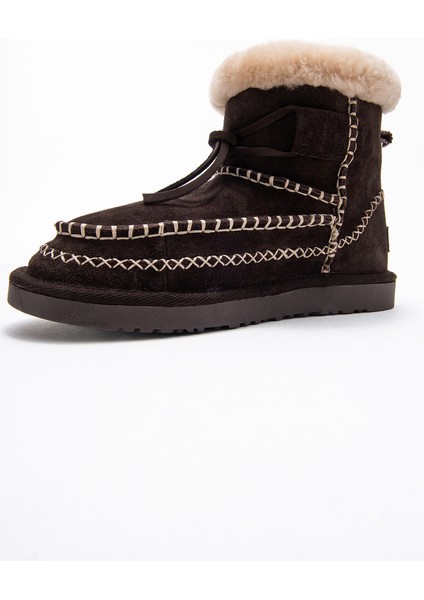 Jorel Kahverengi Süet Hakiki Deri Dikişli Kürklü Kadın Bot fırsatları