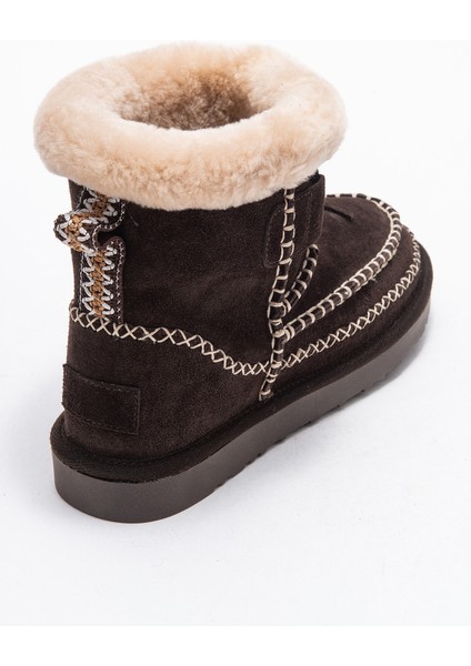 Jorel Kahverengi Süet Hakiki Deri Dikişli Kürklü Kadın Bot indirimleri