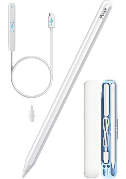 Apple iPad Pro 11 (M4/m5) ile Uyumlu Dokunmatik Tablet Kalemi Avuç Içi Reddi Pencil C10A Manyetik Şarjlı Kısayol Tuşlu Bluetooth Stylus