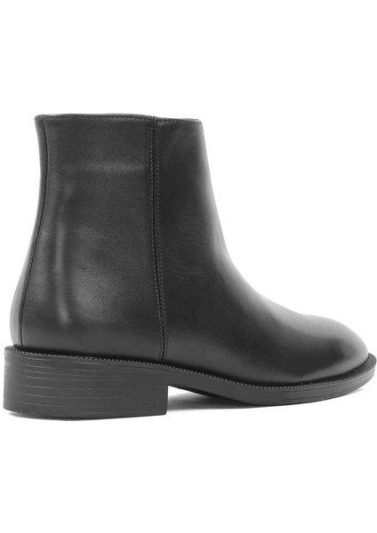 Kadın Siyah Fermuarlı Kalın Topuklu Deri Bot fiyatları