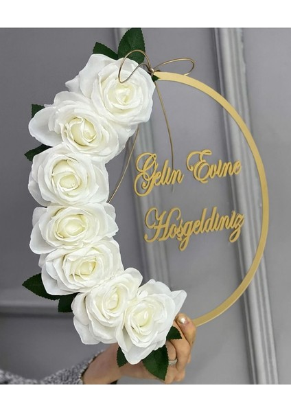 Gelin Evine Hoşgeldiniz Kapı Süsü Duvar Süsü ve Kapı, Duvar Dekoru Süsü 28CM Gold Hediyelik Eşya