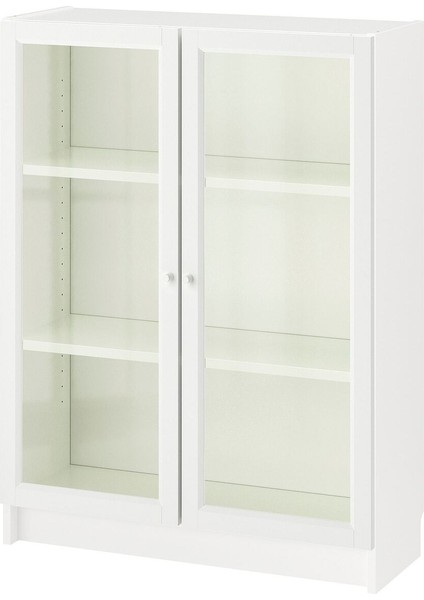 Cam Kapaklı Kitaplık, Beyaz, 80X30X106 cm