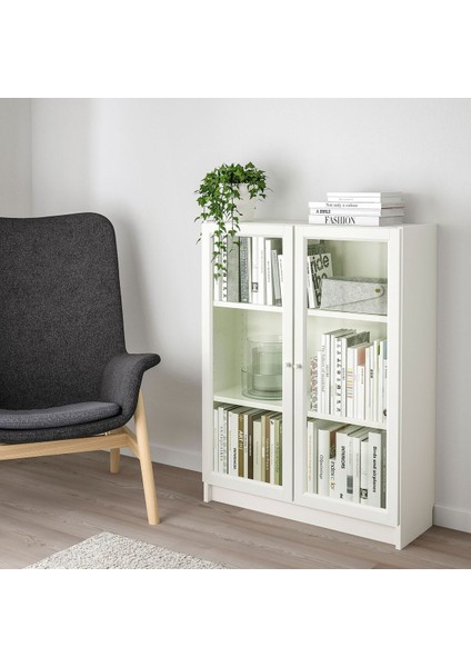 Cam Kapaklı Kitaplık, Beyaz, 80X30X106 cm fiyatları