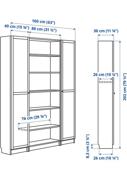 Cam Kapaklı Kitaplık, Beyaz, 160X202 Cm, 2 Kapaklı fırsatları