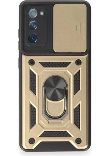 Samsung Galaxy S20 Fe Kılıf Pars Lens Yüzüklü Silikon - Gold