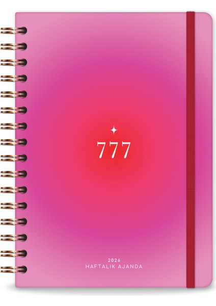 2026 A5 Spiralli Haftalık Ajanda 12 Aylık - Pembe Aura