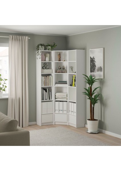 Köşe Kitaplık, Beyaz, 95/95X28X202 cm fiyatları