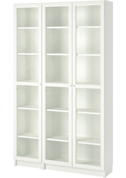 Cam Kapaklı Kitaplık, Beyaz, 120X30X202 cm