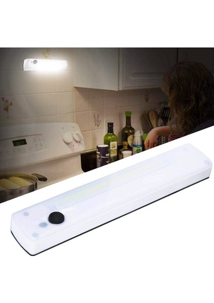 Beyaz Cob LED Mutfak-Dolap Içi Aydınlatma 19CM Mıknatıslı Kolay Sabitlenebilir 3xaaa Pil ile Çalışır