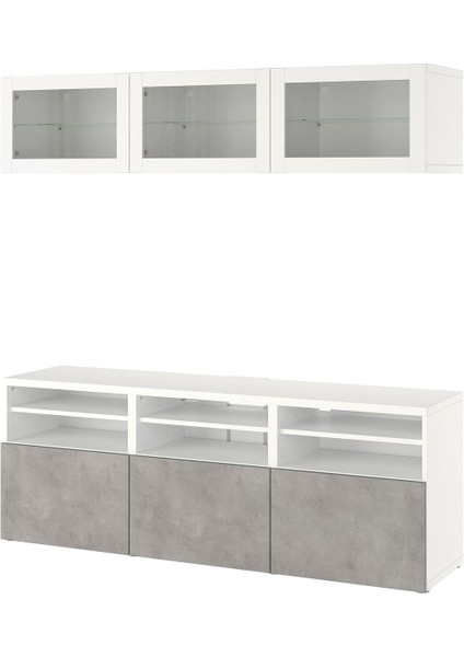 Tv Ünitesi, Beyaz-Açık Gri, 180X42X192 Cm, Kallvıken/sındvık, Fren Raylı