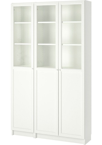 Cam/panel Kapaklı Kitaplık, Beyaz, 120X30X202 cm