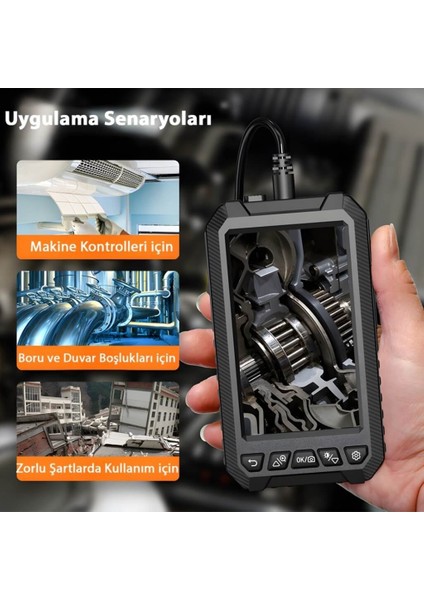 Endoskop Kamera Çift Lens Yılan Kamera 1080P Ekranlı 10MT