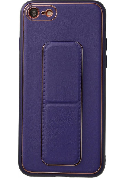 iPhone 7 Kılıf Coco Deri Standlı Kapak - Mor