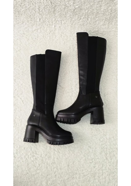 Melinta Kadın Lastikli Kalın Topuklu Çizme