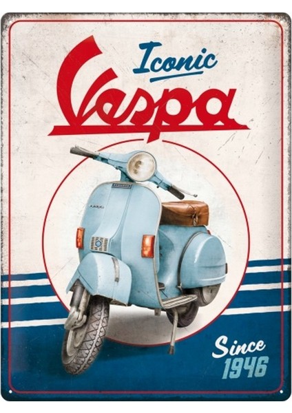 Metal Duvar Panosu Vespa *vespa Iconic Since 1946* 40X30CM/ Nostalgic Art