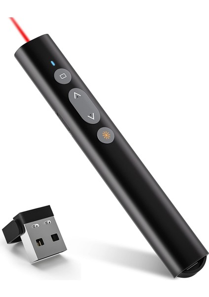 Kablosuz Sunum Kumandası 2.4ghz Pointer – 30M Kontrol Mesafesi, 200M Lazer Kırmızı Işık, USB Alıcılı, Powerpoint Slayt Ileri Geri Kontrol, Windows Mac Uyumlu Presenter Kalem | Y-55