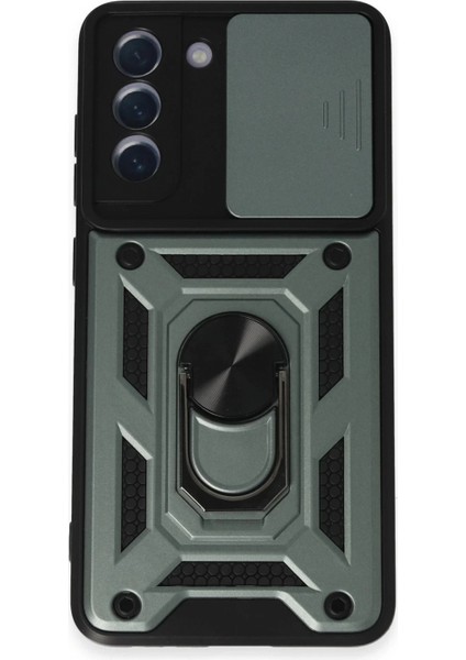 Samsung Galaxy S21 Fe Kılıf Pars Lens Yüzüklü Silikon - Yeşil