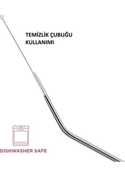 5 Parça Çelik Metal Pipet Paslanmaz Çelik Meşrubat Pipeti Çubuk Pipet ve Temizleme Fırçası 4in1 modelleri