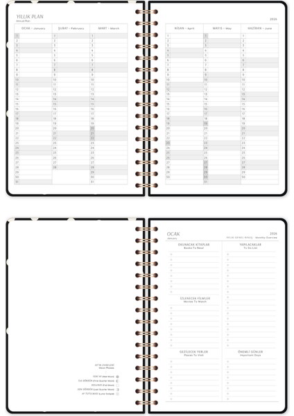 2026 A5 Spiralli Haftalık Ajanda 12 Aylık - Puantiye