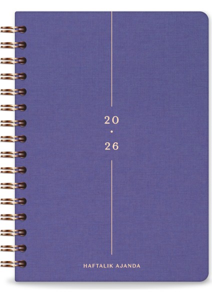 2026 A5 Spiralli Keten Haftalık Ajanda 12 Aylık - Lila