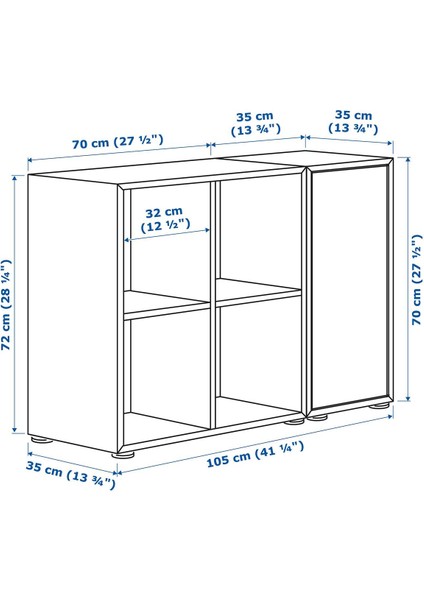 Kapaklı Dolap Kombinasyonu, Beyaz, 105X35X72 cm fırsatları