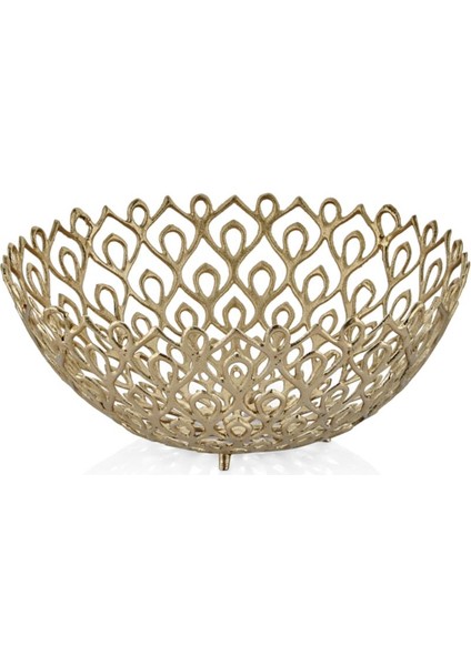 Peacock Gold Yuvarlak Büyük Dekoratif Kase 47X47X19 cm
