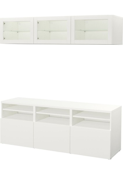 Tv Ünitesi, Beyaz-Şeffaf Cam, 180X42X192 Cm, Lappvıken/sındvık, Çıt Çıt Raylı