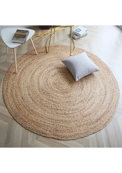 Naturel El Dokuması Jüte Halı Paspas 90X90CM Kilim